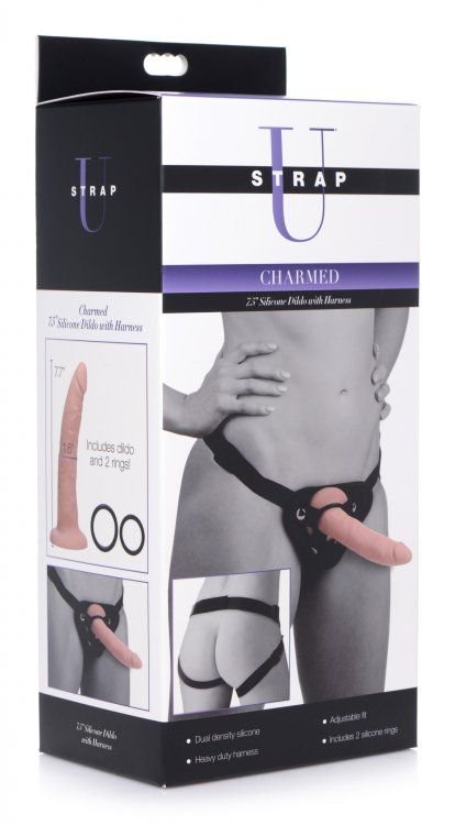 Charmed 7.5&quot; Silicone Dildo with Harness